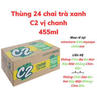 Thùng 24 chai trà xanh C2 hương chanh 455ml / Lốc 6 chai trà xanh C2 hương chanh 455ml