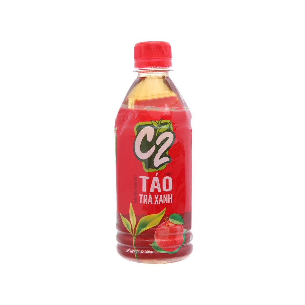 Thùng 24 chai trà xanh C2 hương táo 360ml / Lốc 6 chai trà xanh C2 hương táo 360ml