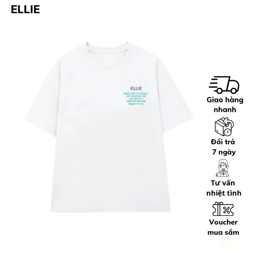 Áo thun nữ cotton form rộng unisex ELLIE tay lỡ co giãn 2 chiều trắng