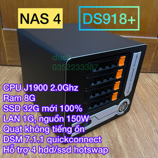Nas 4 bay J1900 Xpenology DS918+ DSM 7.2, RAM 8G, SSD 32G