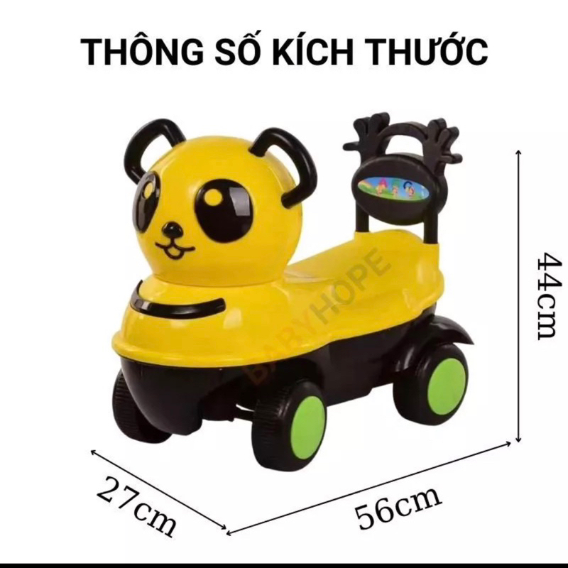 XE CHÒI CHÂN HÌNH CON GẤU 4 BÁNH CHO BÉ CÓ NHẠC - ĐÈN NHÁY