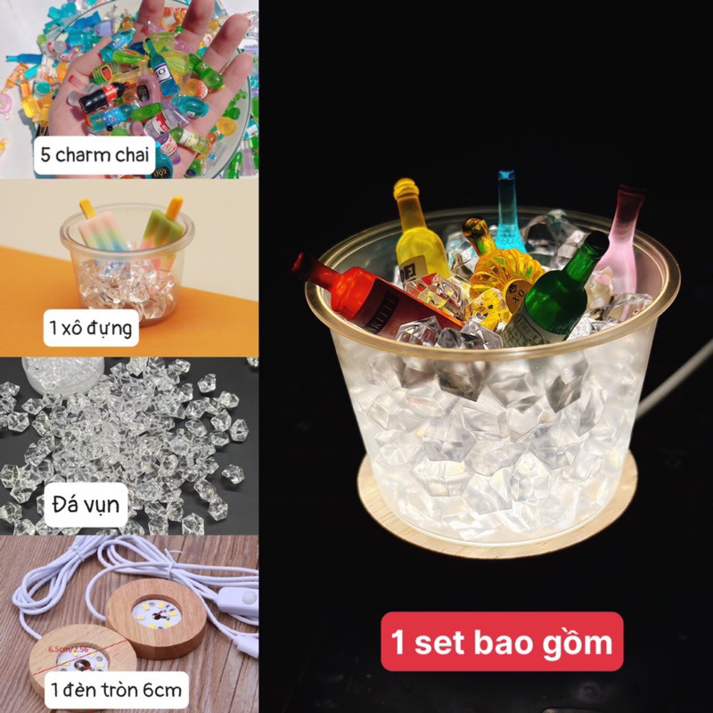 Đèn ngủ charm chai rượu mini ánh sáng vàng ấm áp