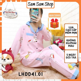 Đồ ngủ nữ, pijama lụa Mango, lụa Hàn mặc nhà áo tay dài quần dài size 40-62kg - Sam Sam Shop