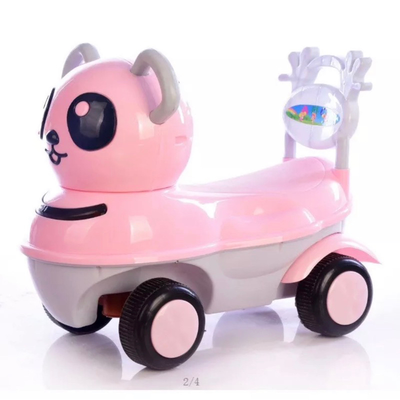 XE CHÒI CHÂN HÌNH CON GẤU 4 BÁNH CHO BÉ CÓ NHẠC - ĐÈN NHÁY