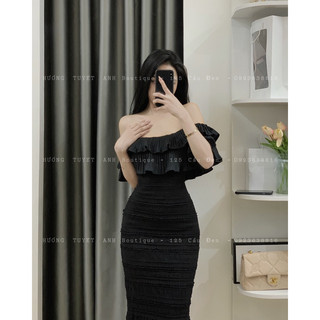 Đầm ren xốp trễ vai dập ly