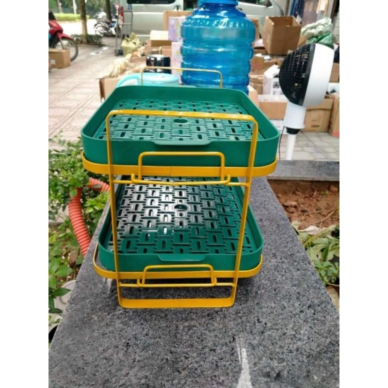 Kệ đa năng 2 tầng,kệ úp cốc,úp bát gọn gàng sạch sẽ có thể tháo rời tiện dụng