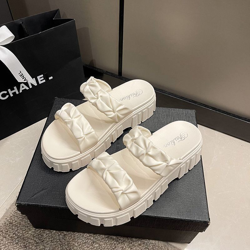 Dép lê nữ đế cao 2 quai nhũn, dép quai ngang nữ đế cao 5cm loại mới kèm ảnh thật