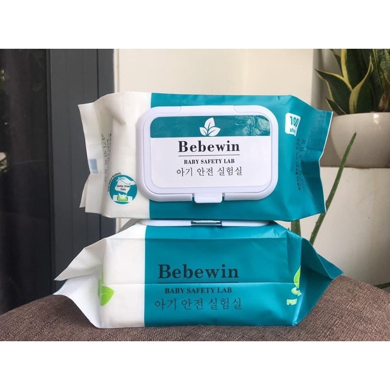 KHĂN ƯỚT HÀN QUỐC BEBEWIN KHÔNG MÙI 150GR ( 100 TỜ ) AN TOÀN CHO BÉ, KHÔNG GÂY KÍCH ỨNG DA