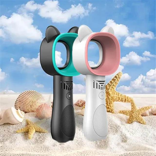 Quạt cầm tay mini Không Cánh, Sạc pin USB hình tai thỏ