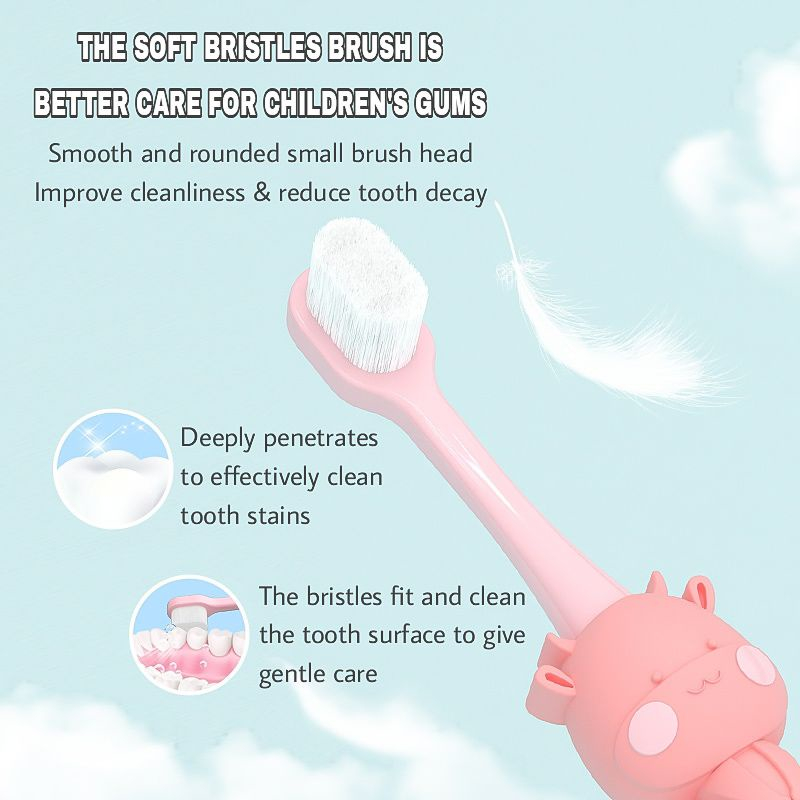 Bàn chải đánh răng cho bé lông mềm hình bò sữa dễ thương cho bé từ 2-5 tuồi