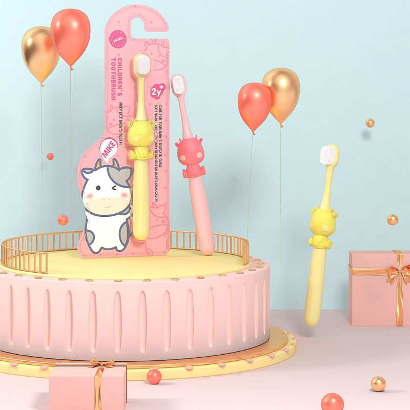 Bàn chải đánh răng cho bé lông mềm hình bò sữa dễ thương cho bé từ 2-5 tuồi