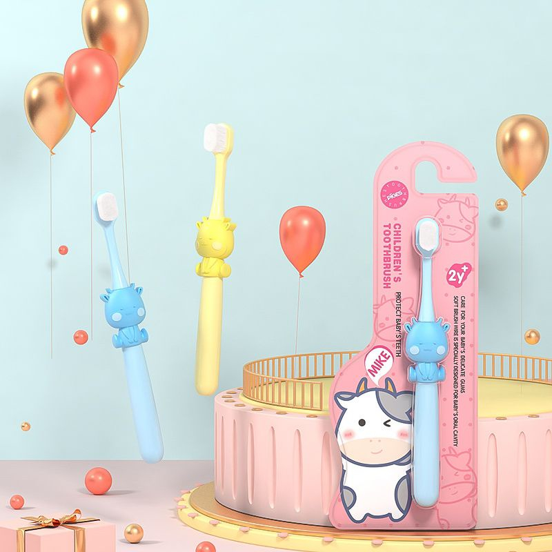Bàn chải đánh răng cho bé lông mềm hình bò sữa dễ thương cho bé từ 2-5 tuồi