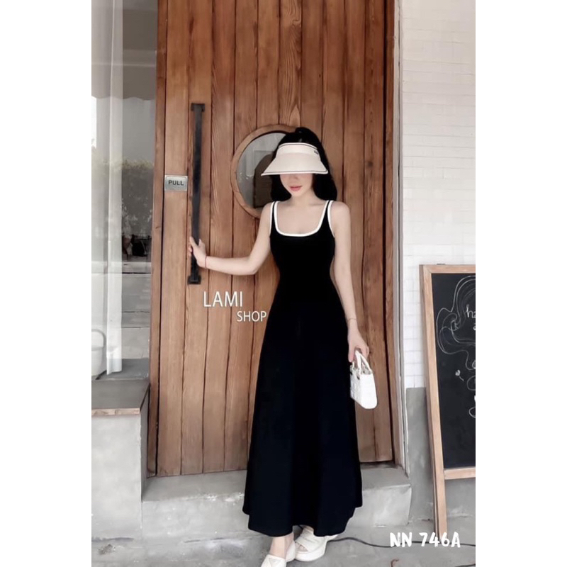 Váy Ba Lỗ Hai Dây Chất Zip Dáng Dài