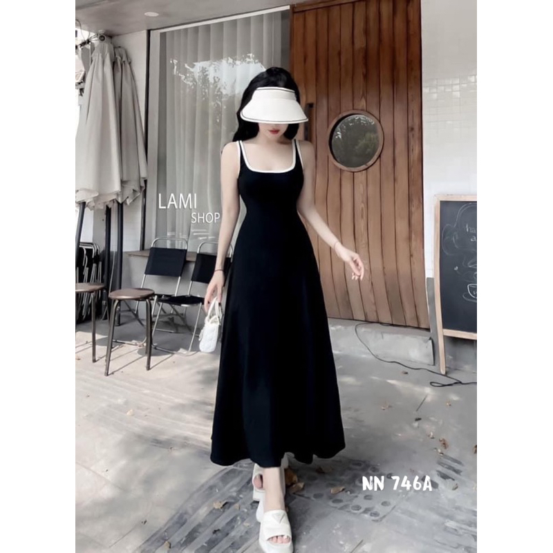 Váy Ba Lỗ Hai Dây Chất Zip Dáng Dài