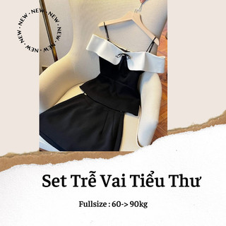 Bigsize- Get 1 Buy 1- Set váy phối nơ trễ vai cho cô nàng bigsize