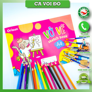 Vở vẽ A4 ,tập vẽ A4, khổ giấy vẽ A4 chất lượng tốt, bìa dễ thương, Sunpaper Orisun 702