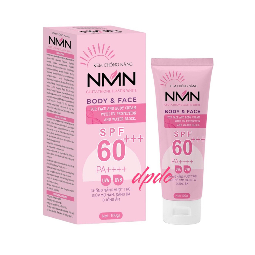 Kem chống nắng NMN Body & Face dưỡng trắng nâng tone SPF60+++ tự nhiên, Thấm mướt nhanh, mịn màng - Tuyp 100g
