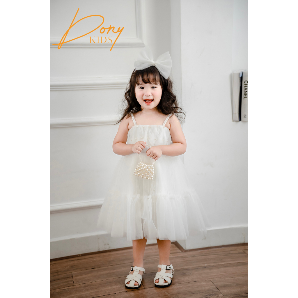 Váy đầm thiết kế cho bé DORYKIDS trắng công chúa cúp ngực hai dây cao cấp cho bé đi tiệc,sinh nhật sành điệu 101056V23