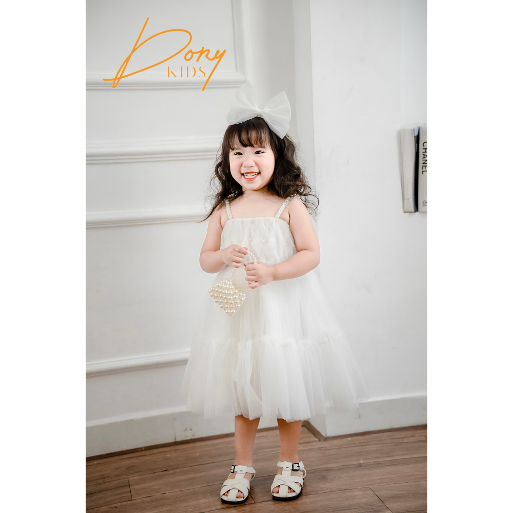 Váy đầm thiết kế cho bé DORYKIDS trắng công chúa cúp ngực hai dây cao cấp cho bé đi tiệc,sinh nhật sành điệu 101056V23