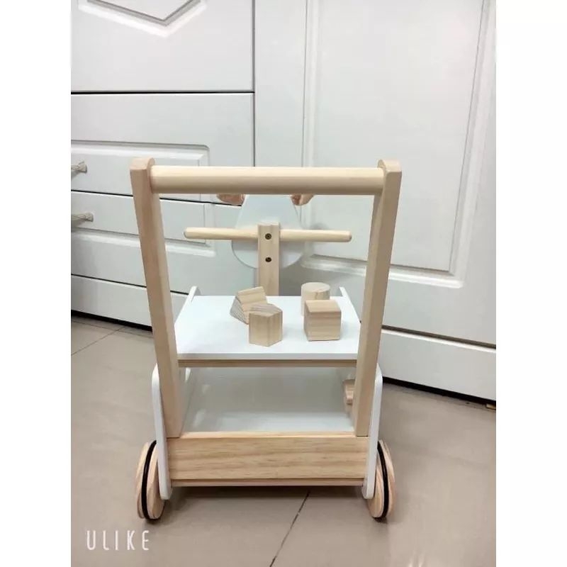 《HCM》Xe tập đi kiêm chòi chân bằng gỗ Moony cao cấp