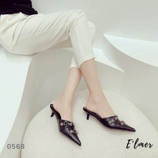 Giày sục nữ mũi nhọn belt đinh elmer màu