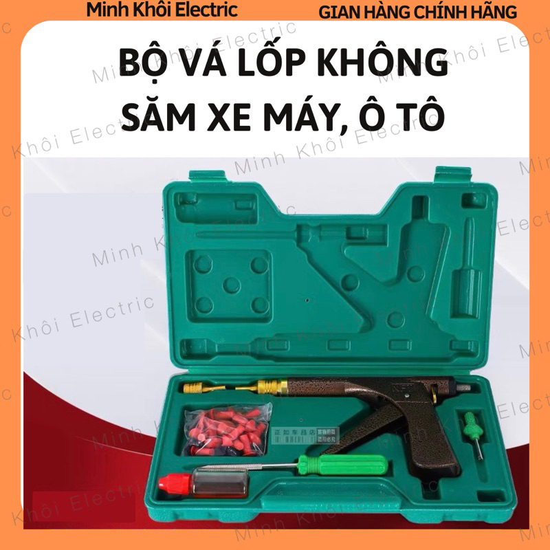 Bộ vá lốp không săm ô tô, xe máy, Bộ vá nấm, tiện dụng cho cả xe máy, ô tô,súng vá lốp không săm dành cho xe máy ôtô