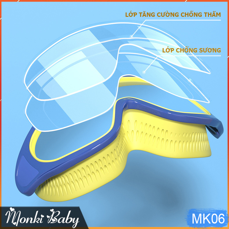 Kính bơi góc rộng cho bé trai bé gái, chống nước & hấp hơi tốt, đệm silicon to bản mềm mại, dây đeo điều chỉnh dễ | MK06 | BigBuy360 - bigbuy360.vn