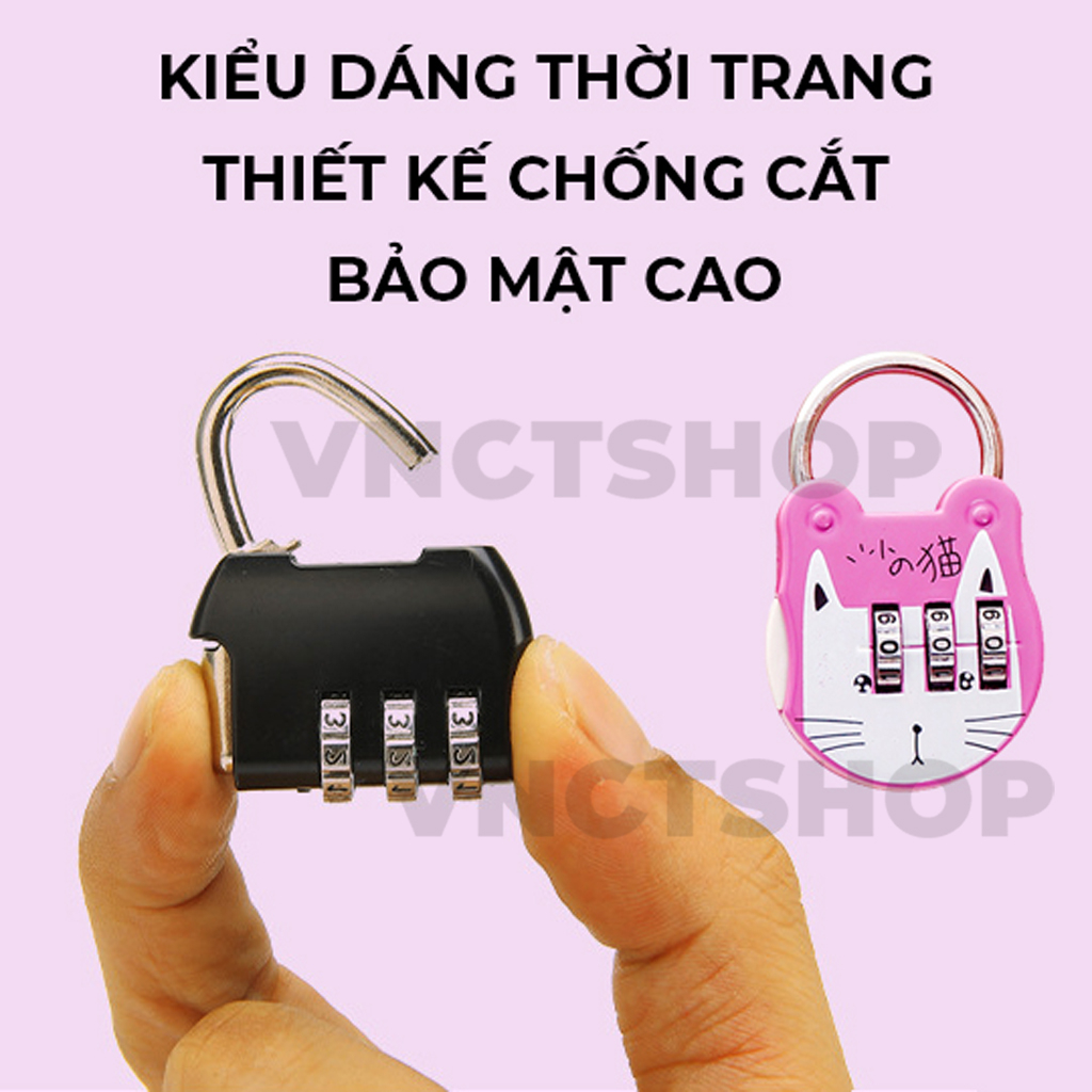 Ổ khóa mini vnctshop , khóa vali mật khẩu mã số cho balo hình túi xách nhỏ cute đi du lịch