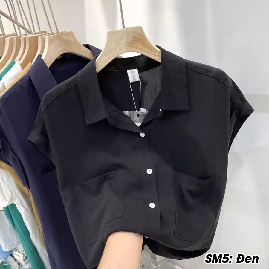 Áo sơ mi nữ, áo sơ mi tay hến chất vải nhuyễn thái mềm mịn, không phai màu, mát