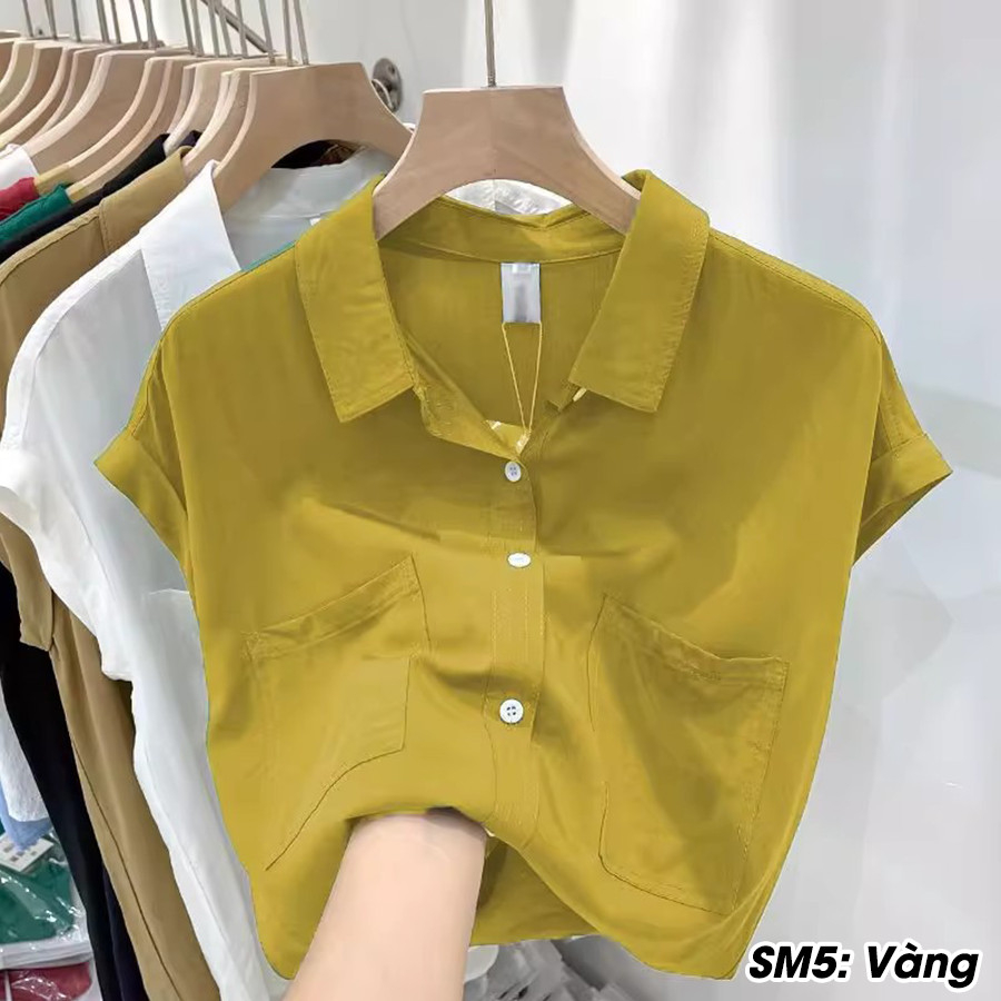 Áo sơ mi nữ, áo sơ mi tay hến chất vải nhuyễn thái mềm mịn, không phai màu, mát