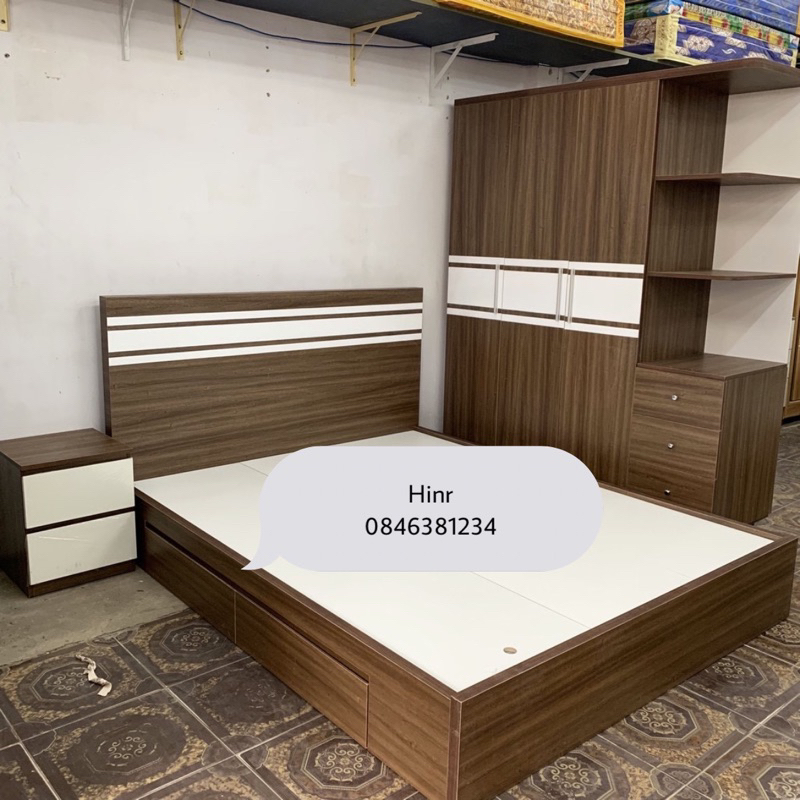 Giường Gỗ MDF 2 Hộc Kéo,Freeship HCM Kích Thước Mẫu Theo Yêu Cầu
