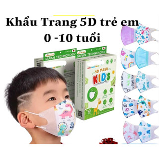 Set 100 Chiếc khẩu trang y tế 5D Mask trẻ em có size cho bé 0 - 10 tuổi