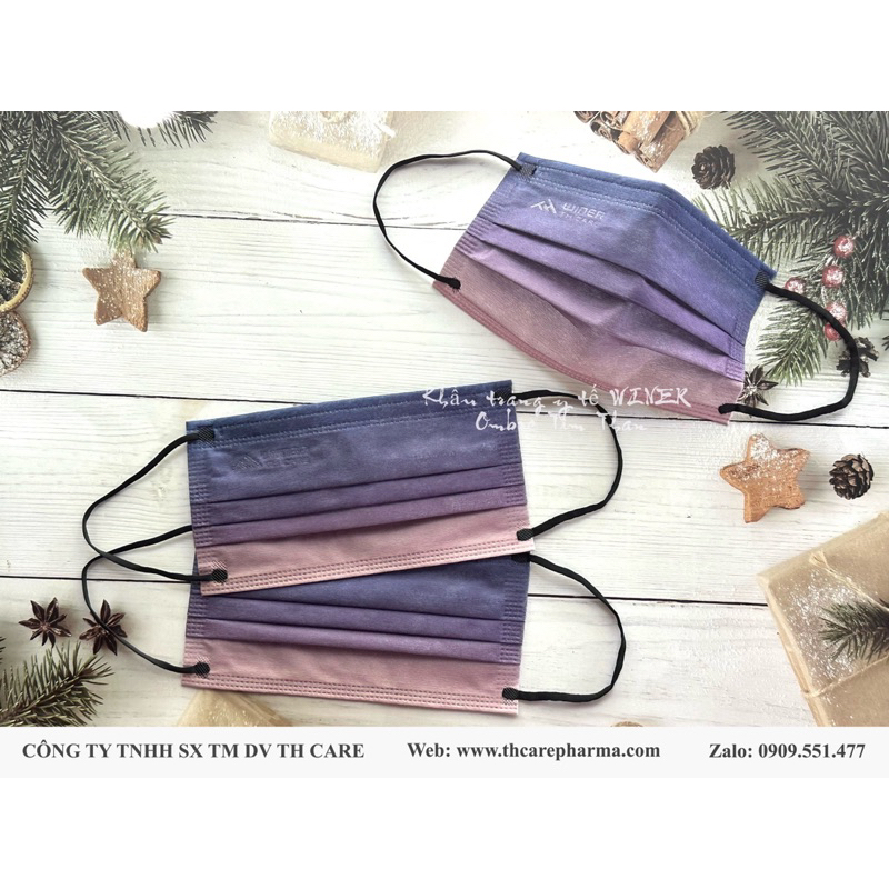 Khẩu trang y tế WINER Ombre đa sắc, siêu dễ thương, mix 8 màu thoải mái
