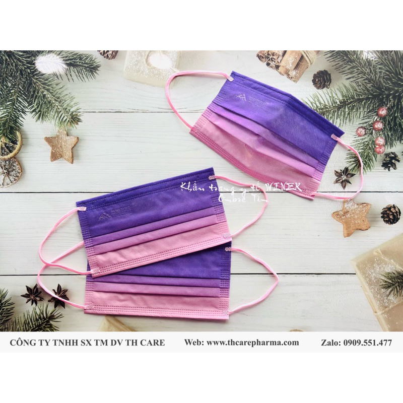 Khẩu trang y tế WINER Ombre đa sắc, siêu dễ thương, mix 8 màu thoải mái