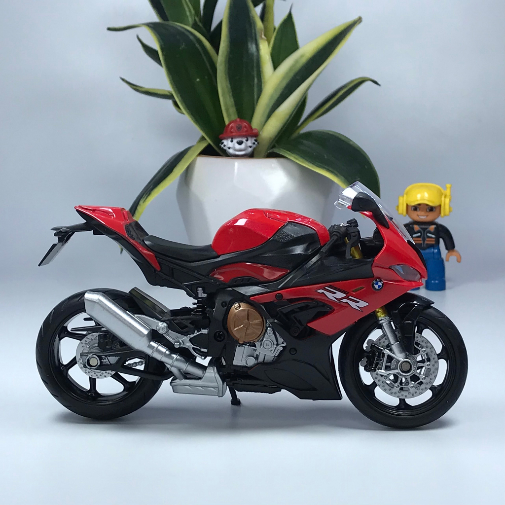 Mô hình xe mô tô BMW S1000RR tỷ lệ 1:12 bằng hợp kim Tặng kèm biển số VIP