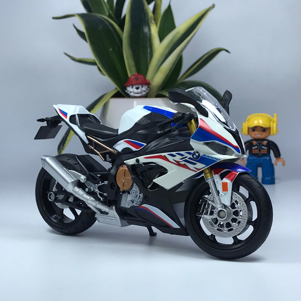 Mô hình xe mô tô BMW S1000RR tỷ lệ 1:12 bằng hợp kim Tặng kèm biển số VIP