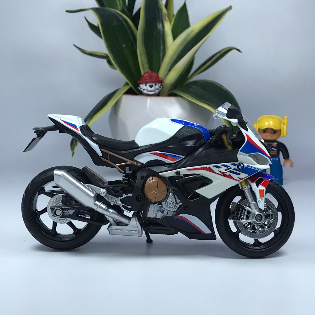 Mô hình xe mô tô BMW S1000RR tỷ lệ 1:12 bằng hợp kim Tặng kèm biển số VIP