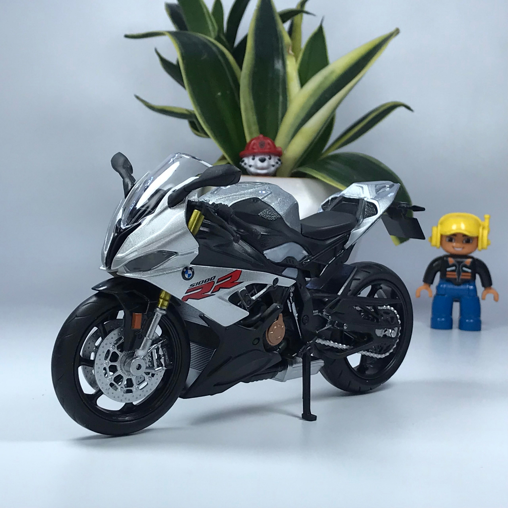 Mô hình xe mô tô BMW S1000RR tỷ lệ 1:12 bằng hợp kim Tặng kèm biển số VIP