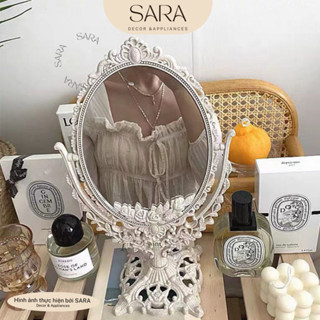 Gương trang điểm để bàn vintage xoay 2 mặt phong cách cổ điển