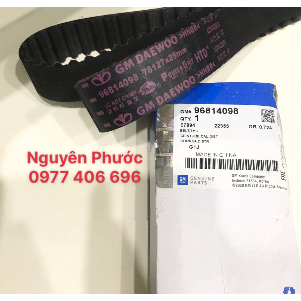 Dây đai cam CHEVROLET CRUZE 1.6/ NUBIRA 1.6, LACETTI EX, AVEO 1.4... Hàng xịn chính hãng GM 96814098