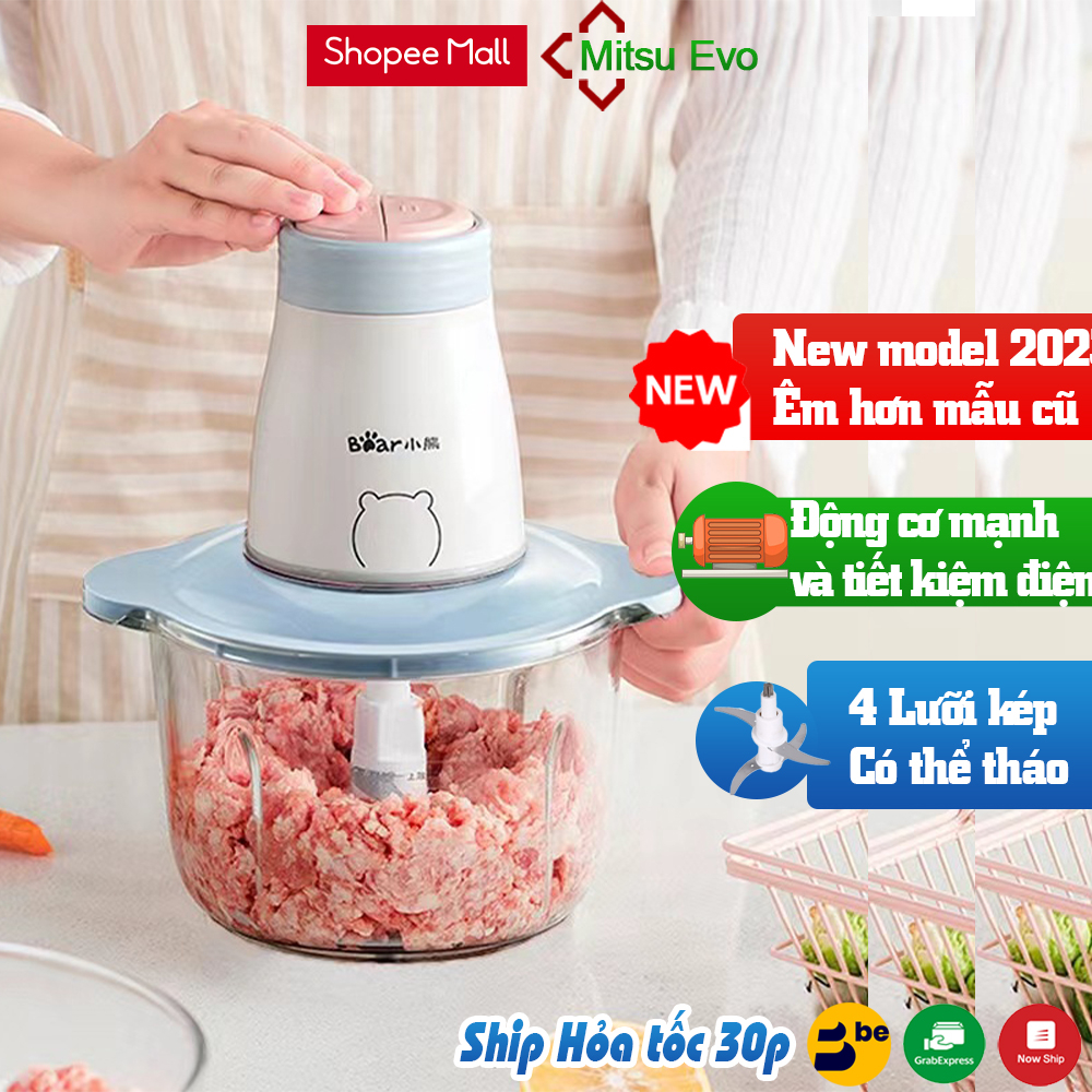 Máy Xay Thịt Đa Năng MitsuEvo (Bản Mới 2023) Dung tích 2L Lớn Hơn Xay Được Nhiều Hơn Lưỡi Dao Có Thể Tháo Rời