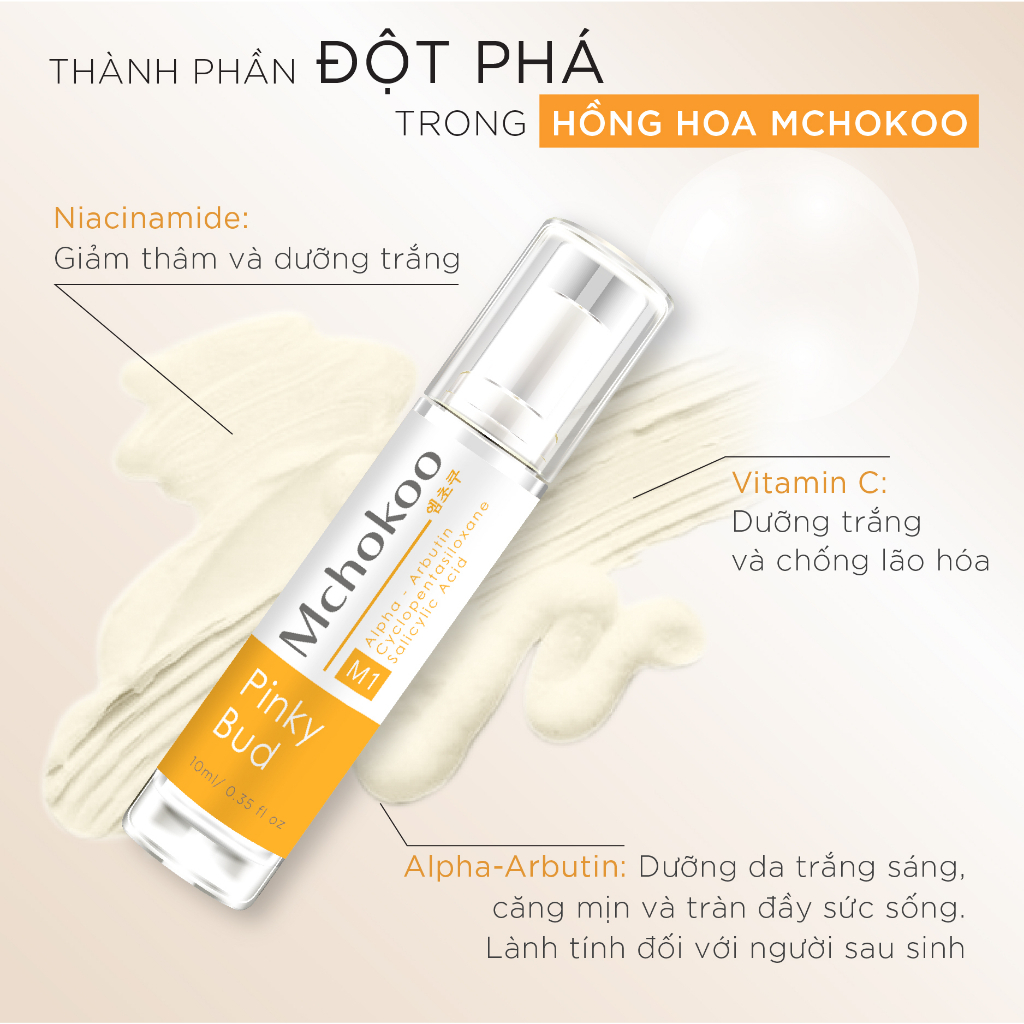 Serum Dưỡng Ẩm Hồng Hoa Mchokoo, Liệu trình Hồng Hoa, Hồng Nhũ Hoa, Làm Trắng Nhũ Hoa Ngay Tại Nhà