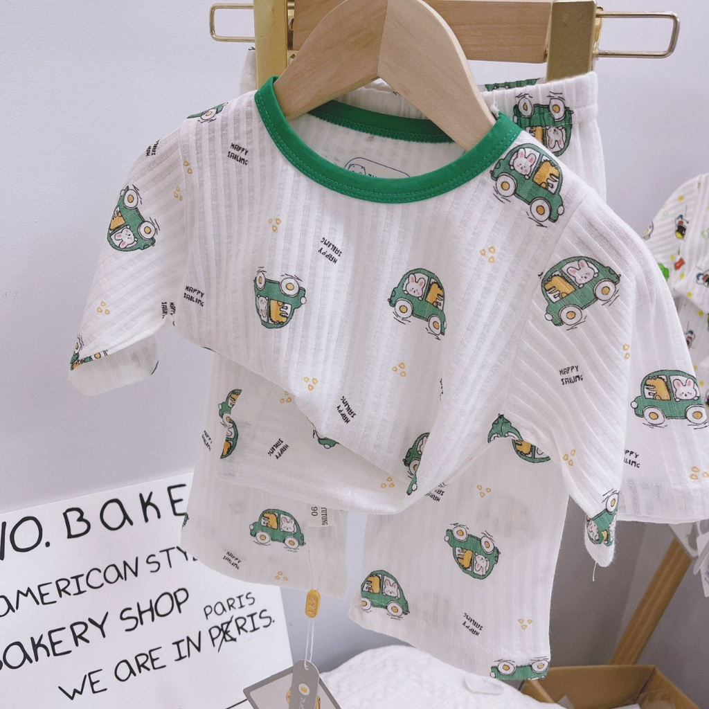 Dory House  Bộ Short Cộc Tay Cotton Gân Thông Hơi In Hình Họa Tiết Dễ Thương Cho Bé Trai Bé Gái Hàng Quảng Châu