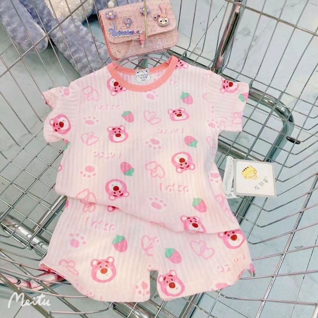 Dory House  Bộ Short Cộc Tay Cotton Gân Thông Hơi In Hình Họa Tiết Dễ Thương Cho Bé Trai Bé Gái Hàng Quảng Châu