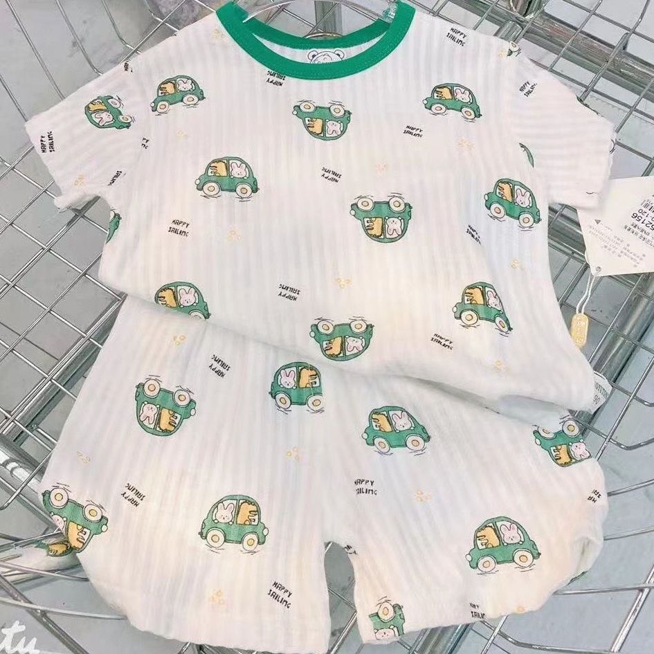 Dory House  Bộ Short Cộc Tay Cotton Gân Thông Hơi In Hình Họa Tiết Dễ Thương Cho Bé Trai Bé Gái Hàng Quảng Châu