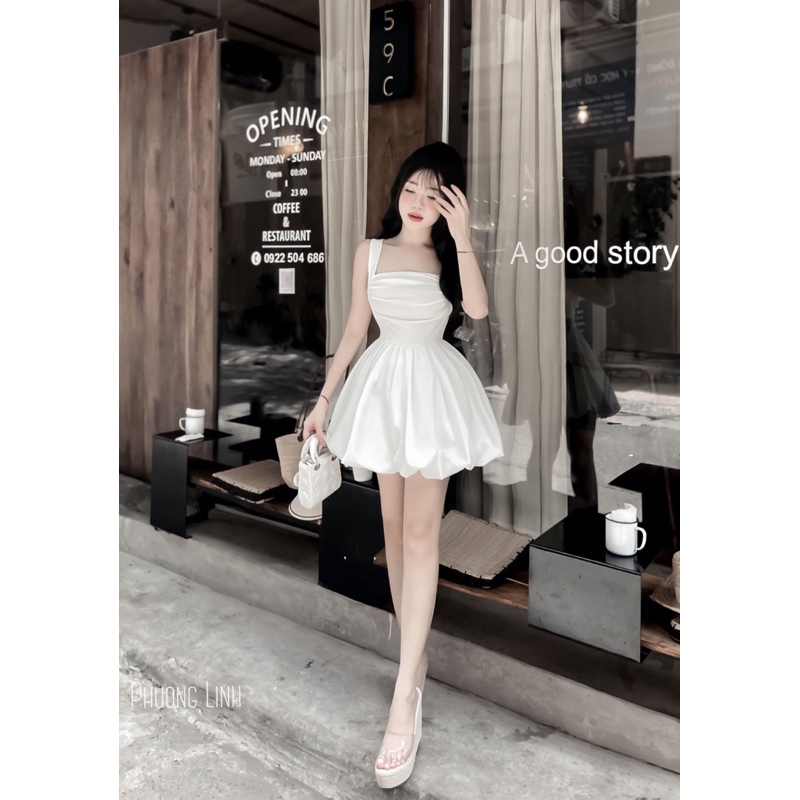 Váy chun tầng xếp ly
