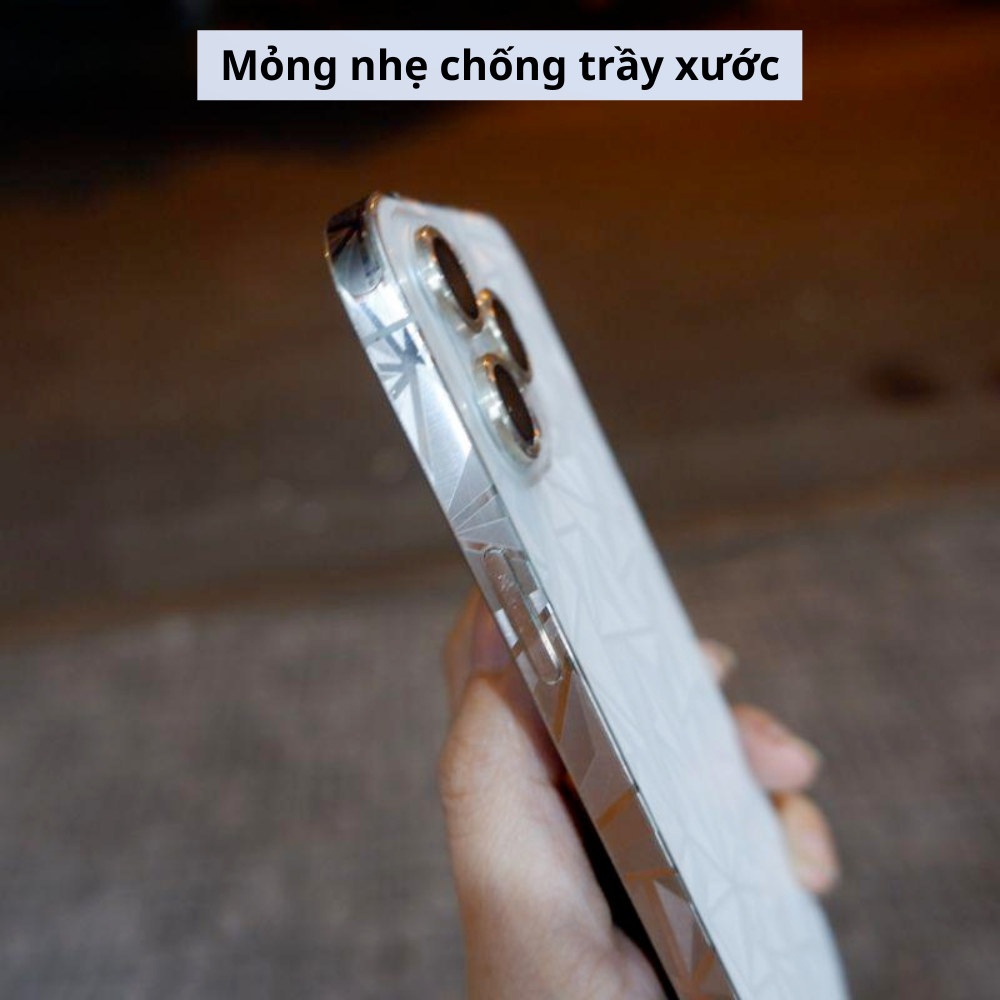 Miếng dán PPF 3D vân Kim Cương full lưng viền  dành cho iphone 15/14/13/12/11/Xsmax Fukia