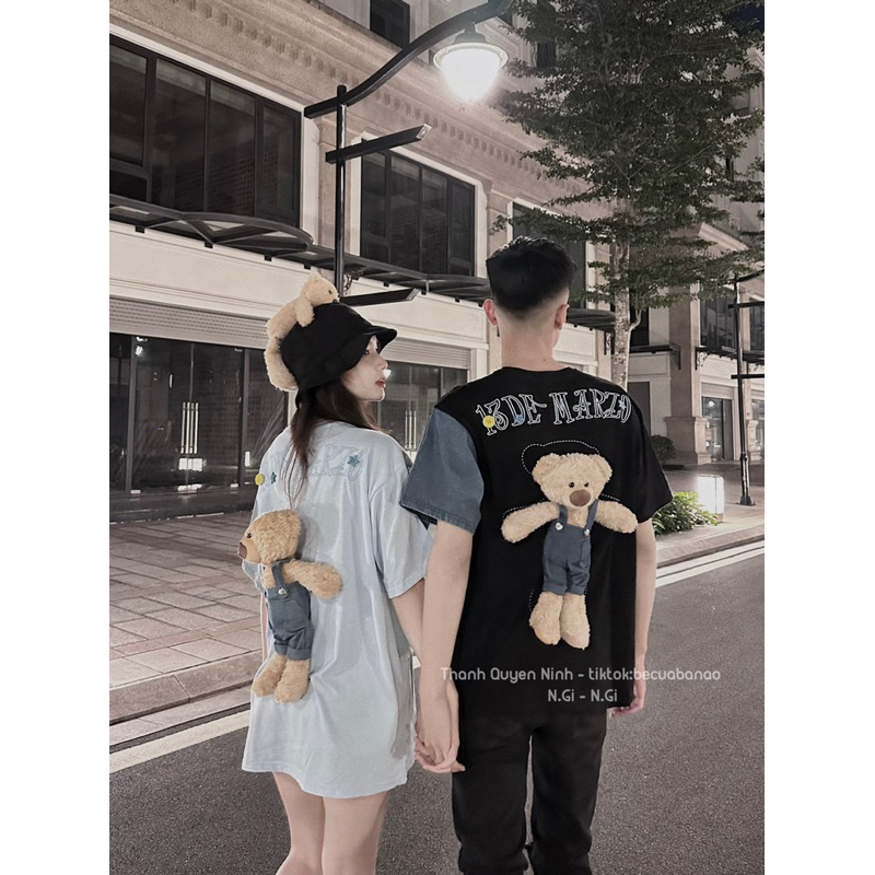 Áo Phông De Marzo Phối Bò Kèm Gấu Yếm