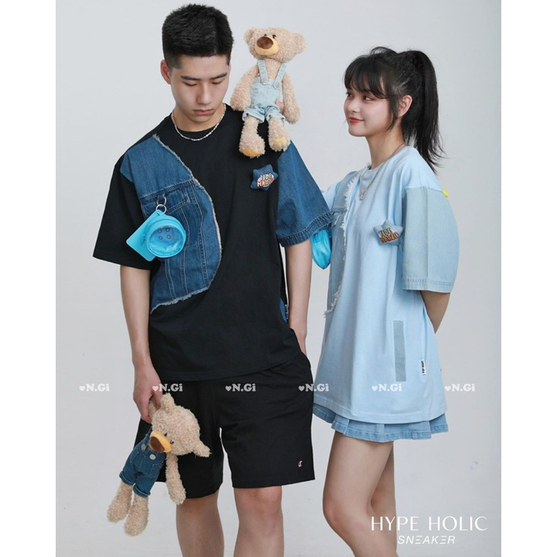 Áo Phông De Marzo Phối Bò Kèm Gấu Yếm