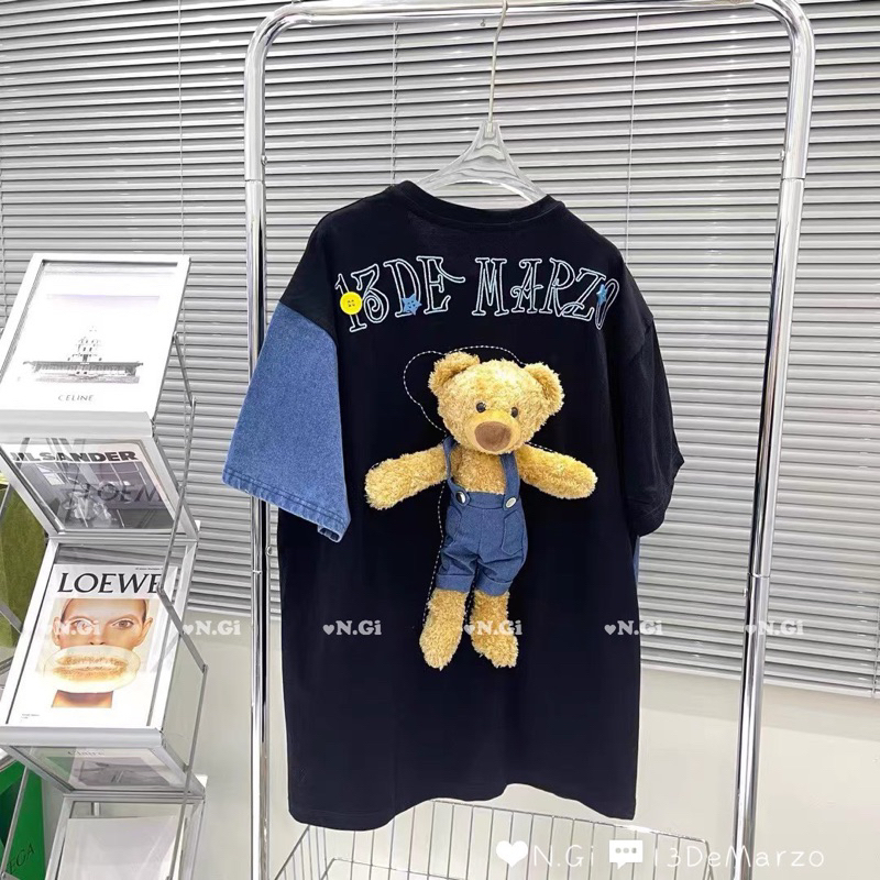 Áo Phông De Marzo Phối Bò Kèm Gấu Yếm